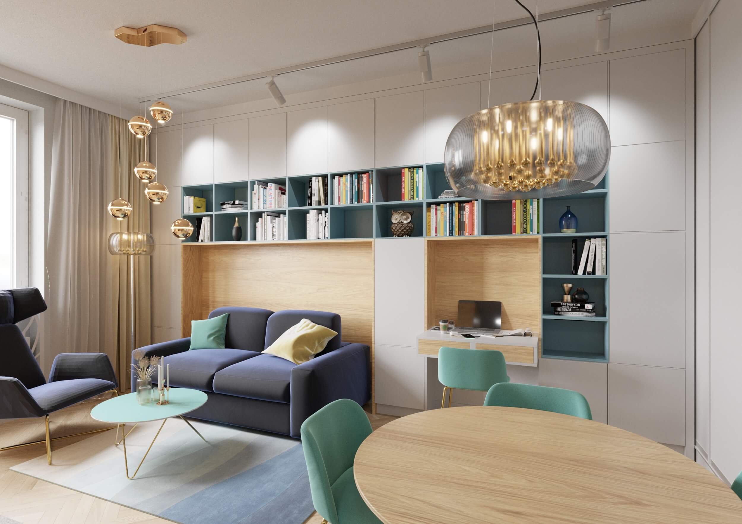 Interior design project of one person apartament i Stare Bielany